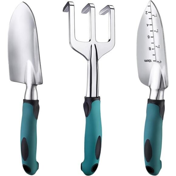 Garden Tools Set, 3 Piece Heavy Duty Gardening Tools Cast Aluminum with Handle - Picture 1 of 7